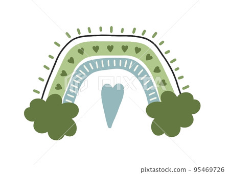 Boho rainbow is green. For decoration of childrens rooms and holidays. Vector modern style Boho rainbow is green. For decoration of childrens rooms and holidays. Vector modern style 95469726