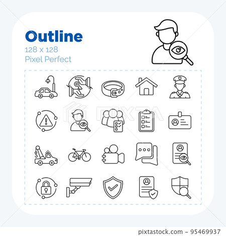 Security service icon set outline style vector pixel perfect Security service icon set outline style vector pixel perfect 95469937