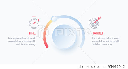 Clean modern infographic idea for finance time goal and target 95469942