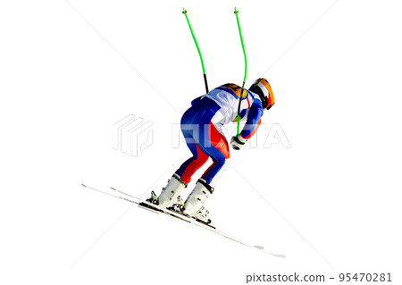 male racer downhill slalom in competition male racer downhill slalom in competition 95470281