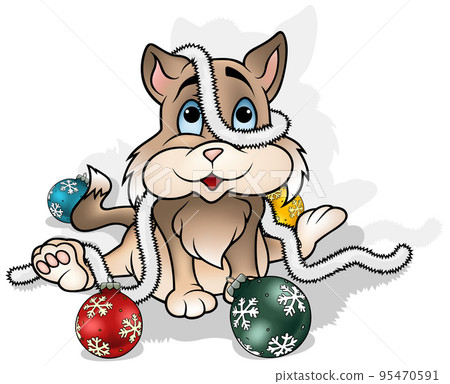 Sitting Kitty in Christmas Ornaments Sitting Kitty in Christmas Ornaments 95470591