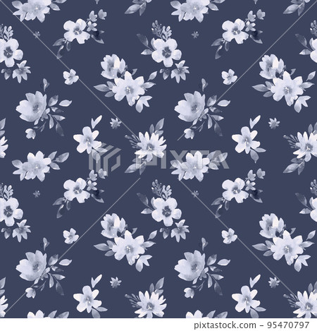 Beautiful vector seamless pattern with gentle watercolor hand drawn purple flowers. Stock illustration. Beautiful vector seamless pattern with gentle watercolor hand drawn purple flowers. Stock illustration. 95470797