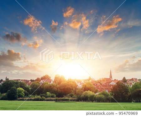 Freiberg am Neckar On the Sunset. Small European town in Baden Wurttemberg, Germany, Europe. Nekar river, southwestern Germany Freiberg am Neckar On the Sunset. Small European town in Baden Wurttemberg, Germany, Europe. Nekar river, southwestern Germany 95470969