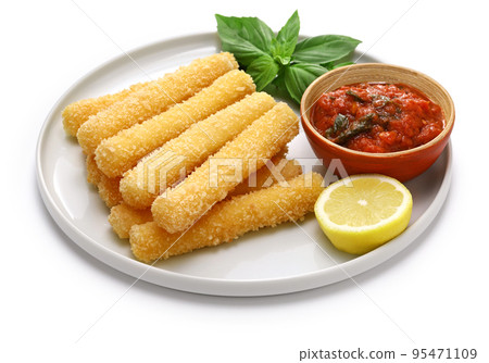 Homemade mozzarella sticks and marinara sauce 95471109
