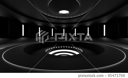 一個讓人想起先進科學實驗室的未來主義空間。地板被嵌入牆壁和天花板的涼爽光線照亮, 一個讓人想起先進科學實驗室的未來主義空間。地板被嵌入牆壁和天花板的涼爽光線照亮, 95471708