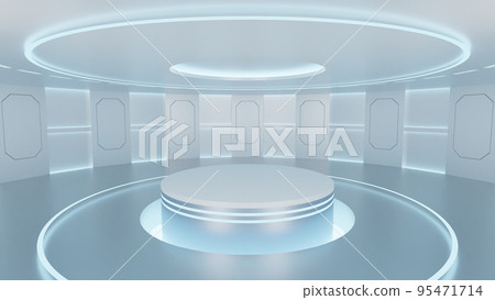 A futuristic space reminiscent of an advanced science laboratory. Floors illuminated by cool lines of light embedded in walls and ceilings, A futuristic space reminiscent of an advanced science laboratory. Floors illuminated by cool lines of light embedded in walls and ceilings, 95471714