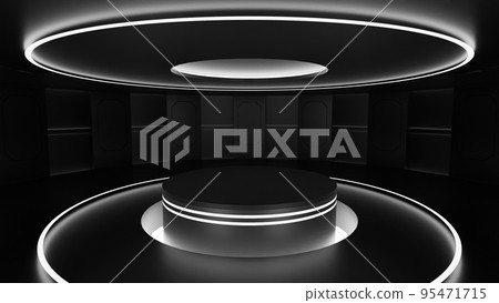 A futuristic space reminiscent of an advanced science laboratory. Floors illuminated by cool lines of light embedded in walls and ceilings, A futuristic space reminiscent of an advanced science laboratory. Floors illuminated by cool lines of light embedded in walls and ceilings, 95471715