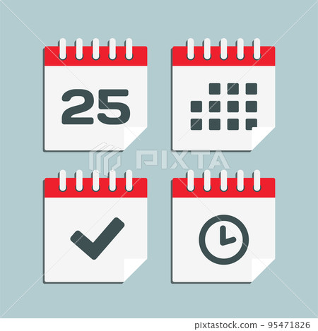 Icon calendar number 25, agenda app, timer, done 95471826
