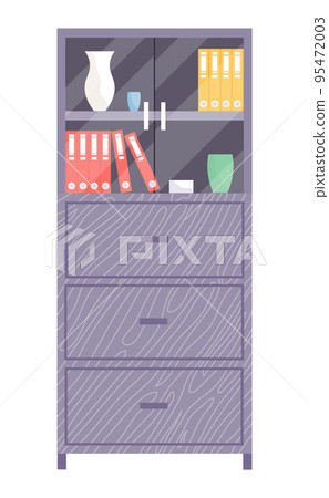 Furniture with drawers, chest of drawers, office cabinet, glass doors with shelf inside, folders 95472003