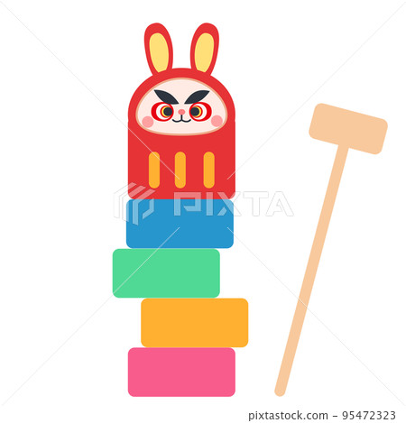 兔型達摩滴新年插畫素材 95472323