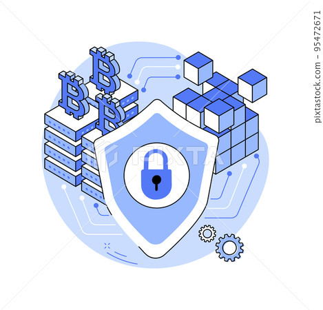 Blockchain cybersecurity isolated cartoon vector illustrations. Blockchain cybersecurity isolated cartoon vector illustrations. 95472671