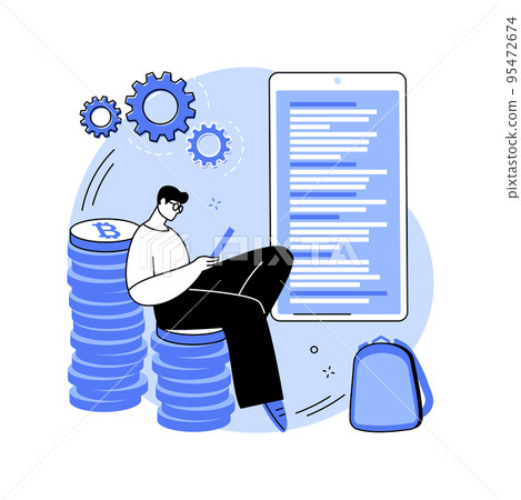 Mining app isolated cartoon vector illustrations. Mining app isolated cartoon vector illustrations. 95472674