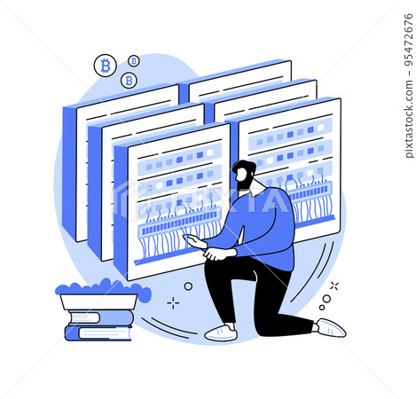 Cryptocurrency mining isolated cartoon vector illustrations. Cryptocurrency mining isolated cartoon vector illustrations. 95472676
