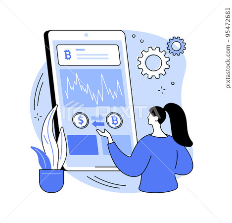 Cryptocurrency exchange app isolated cartoon vector illustrations. Cryptocurrency exchange app isolated cartoon vector illustrations. 95472681