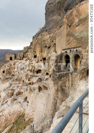Vardzia cave monastery structures with temple of Assumption, Georgia 95473168