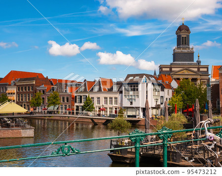Streets along canal of Leiden, Netherlands Streets along canal of Leiden, Netherlands 95473212