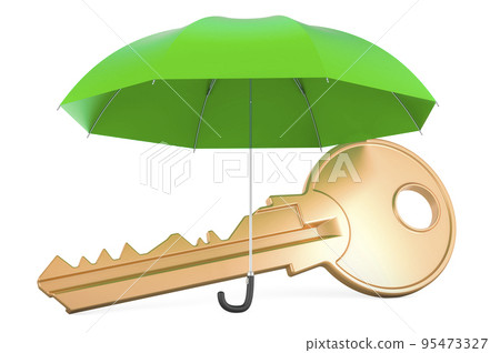 Key under umbrella, 3D rendering - Stock Illustration [95473327] - PIXTA