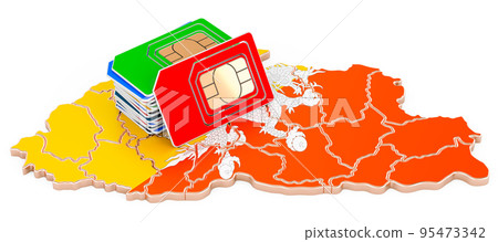 Sim cards on the Bhutanese map. Mobile communications, roaming in Bhutan, concept. 3D rendering Sim cards on the Bhutanese map. Mobile communications, roaming in Bhutan, concept. 3D rendering 95473342