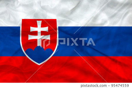 Waving national flag of Slovakia, Slovak Republic flag textile, Slavic nations. Waving national flag of Slovakia, Slovak Republic flag textile, Slavic nations. 95474559