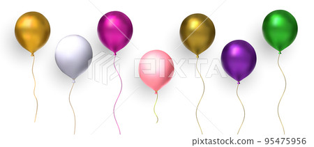 Balloon party set isolated on transparent background. Vector realistic 95475956
