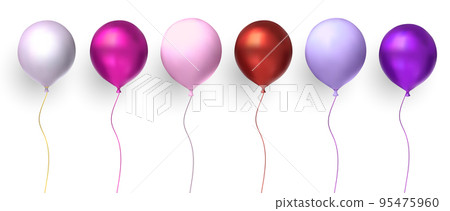 Balloon party set isolated on transparent background. Vector realistic 95475960