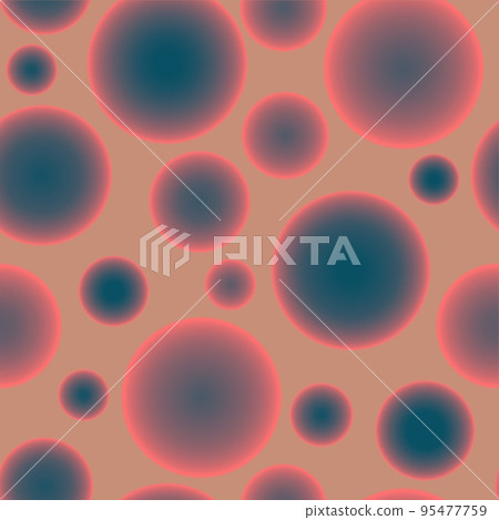 Abstract seamless pattern with bluebell voluminous different balls on salmon. 95477759