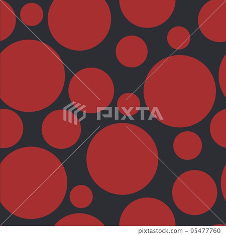 Abstract seamless pattern with red different size balls on burgundy 95477760