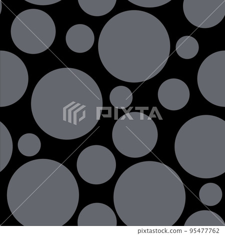 Abstract seamless pattern with gray different size balls on black 95477762