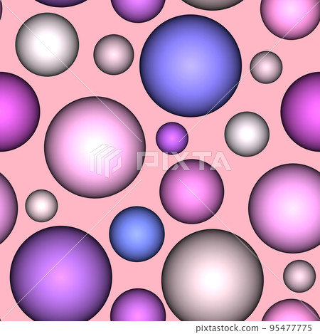 Abstract seamless pattern with colorful voluminous different balls on apricot. Abstract seamless pattern with colorful voluminous different balls on apricot. 95477775