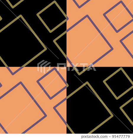 Seamless pattern of randomly arranged squares of salmon,black,beige,blue 95477779