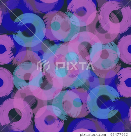 Seamless pattern colored semi-rings paint brush strokes,blue, pink Seamless pattern colored semi-rings paint brush strokes,blue, pink 95477922