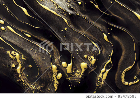 Close-up of gold and black acrylic paint ideal for textures and wallpapers. Close-up of gold and black acrylic paint ideal for textures and wallpapers. 95478595