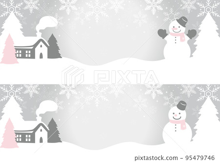 Snowman and snowflake banner frame background winter cute simple copy space illustration set Snowman and snowflake banner frame background winter cute simple copy space illustration set 95479746