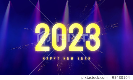 Happy New Year 2023 background navy spotlight Happy New Year 2023 background navy spotlight 95480104