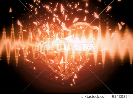爆炸光心形狀的 3d 插圖 爆炸光心形狀的 3d 插圖 95480854