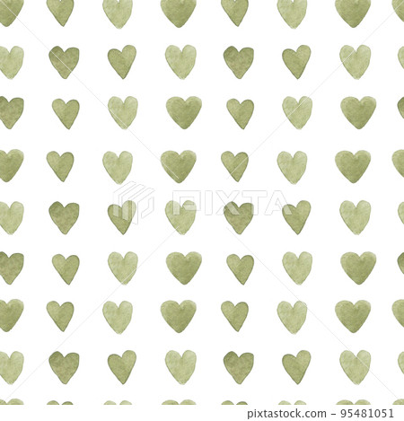 watercolor seamless pattern, print cute green hearts on a white background. digital paper, scrapbooking. cute background in pastel colors watercolor seamless pattern, print cute green hearts on a white background. digital paper, scrapbooking. cute background in pastel colors 95481051