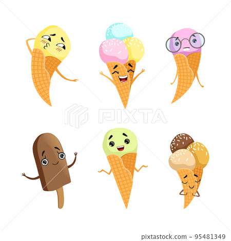 Sweet Ice Cream Characters Smiling, Laughing - Stock Illustration  [95481349] - PIXTA