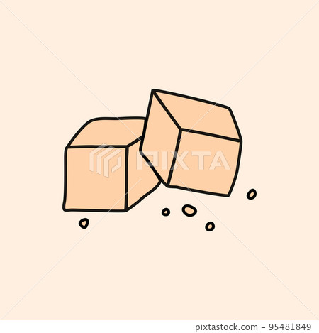 Brown sugar cubs, doodle style flat vector Brown sugar cubs, doodle style flat vector 95481849