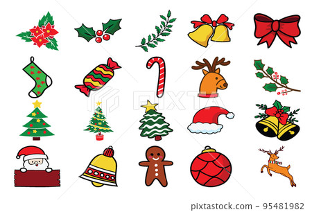 Set of Christmas design element in doodle style 95481982