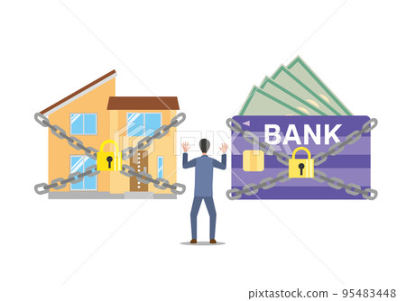 Surprised man with bank account and house seized Surprised man with bank account and house seized 95483448