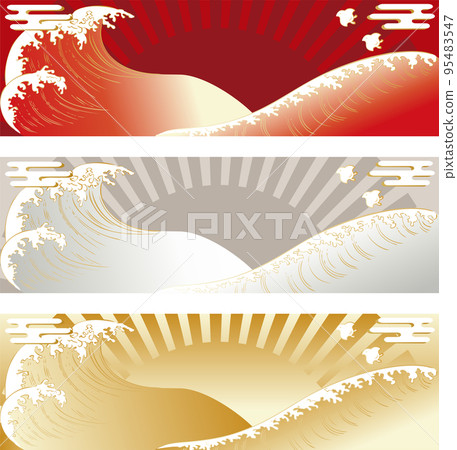 Japanese painting sea banner background copy space illustration material set Japanese painting sea banner background copy space illustration material set 95483547