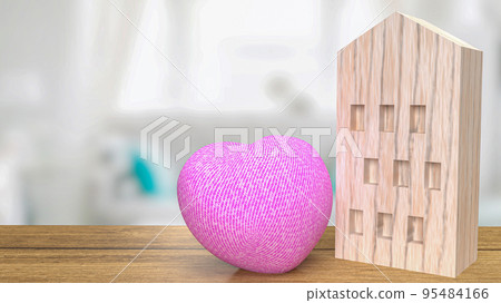 The home wood and pink Heart for property concept 3d rendering The home wood and pink Heart for property concept 3d rendering 95484166