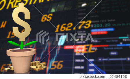 The Gold dollar symbol tree for business concept 3d rendering 95484168