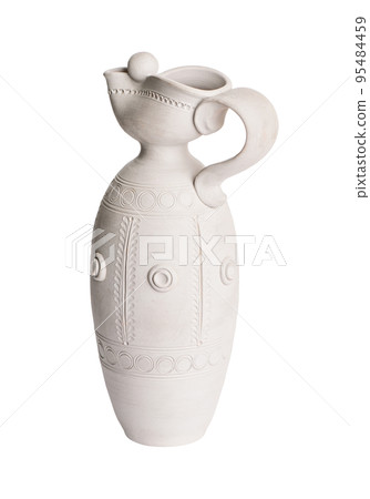A clay jug isolated on a white background A clay jug isolated on a white background 95484459