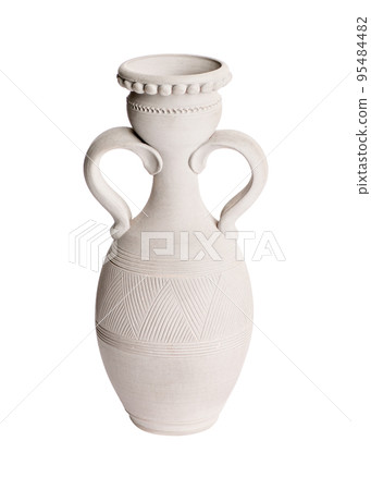A clay jug isolated on a white background A clay jug isolated on a white background 95484482