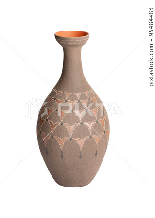A brown clay vase isolated on a white background A brown clay vase isolated on a white background 95484483