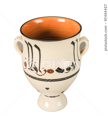 A vintage oriental ceramic bowl isolated on a white background 95484487