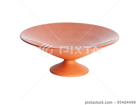 A brown ceramic vase isolated on a white background 95484499