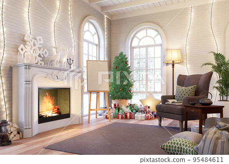 Concept of christmas holiday vacation decoration style living room 3d render 95484611