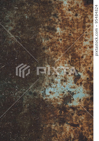 Rusty sheet of metal with peeling faded paint, covered with Rusty sheet of metal with peeling faded paint, covered with 95484824